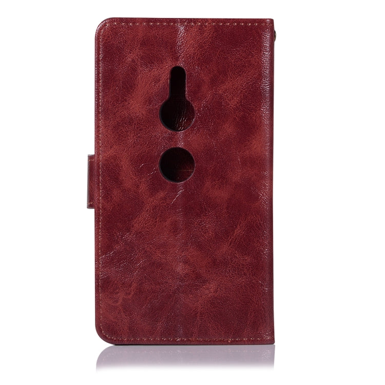 For Sony Xperia XZ3 Retro Copper Button Crazy Horse Horizontal Flip PU Leather Case with Holder & Card Slots & Wallet & Lanyard