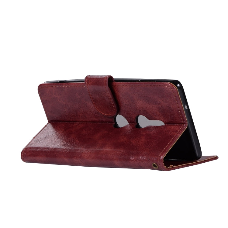 For Sony Xperia XZ3 Retro Copper Button Crazy Horse Horizontal Flip PU Leather Case with Holder & Card Slots & Wallet & Lanyard