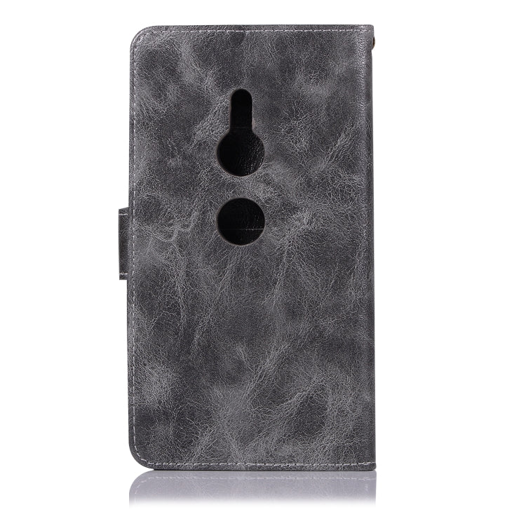 For Sony Xperia XZ3 Retro Copper Button Crazy Horse Horizontal Flip PU Leather Case with Holder & Card Slots & Wallet & Lanyard