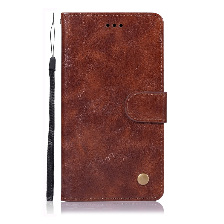 For Sony Xperia XZ3 Retro Copper Button Crazy Horse Horizontal Flip PU Leather Case with Holder & Card Slots & Wallet & Lanyard
