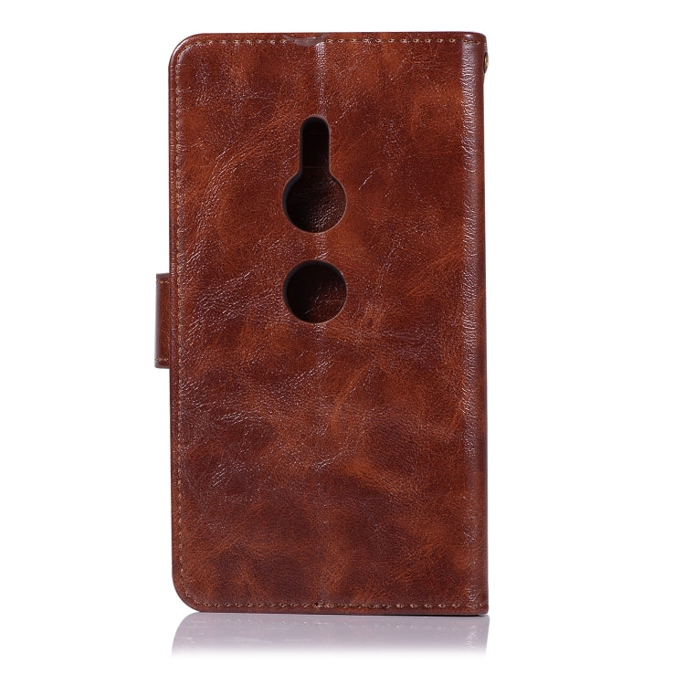 For Sony Xperia XZ3 Retro Copper Button Crazy Horse Horizontal Flip PU Leather Case with Holder & Card Slots & Wallet & Lanyard
