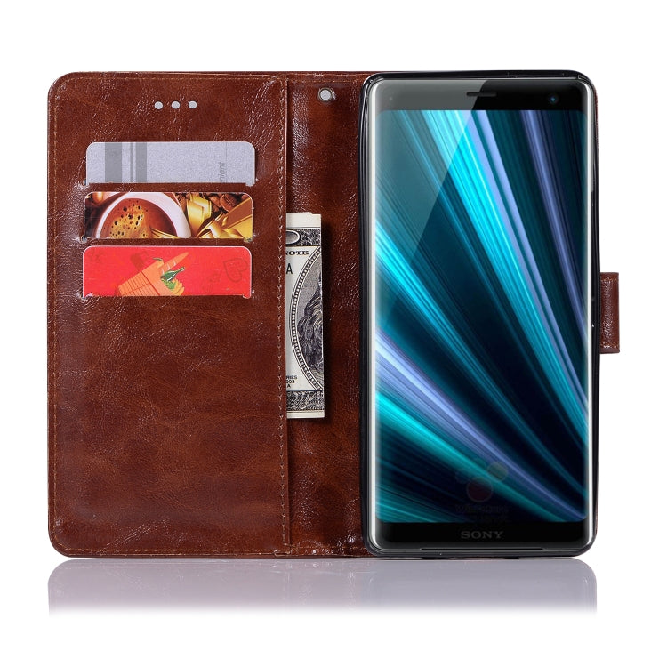 For Sony Xperia XZ3 Retro Copper Button Crazy Horse Horizontal Flip PU Leather Case with Holder & Card Slots & Wallet & Lanyard