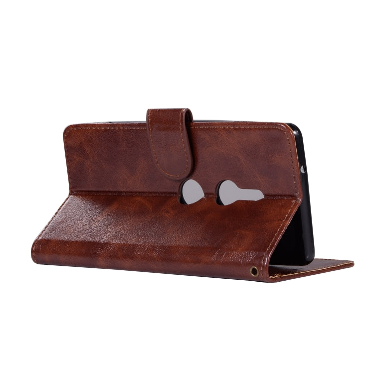For Sony Xperia XZ3 Retro Copper Button Crazy Horse Horizontal Flip PU Leather Case with Holder & Card Slots & Wallet & Lanyard