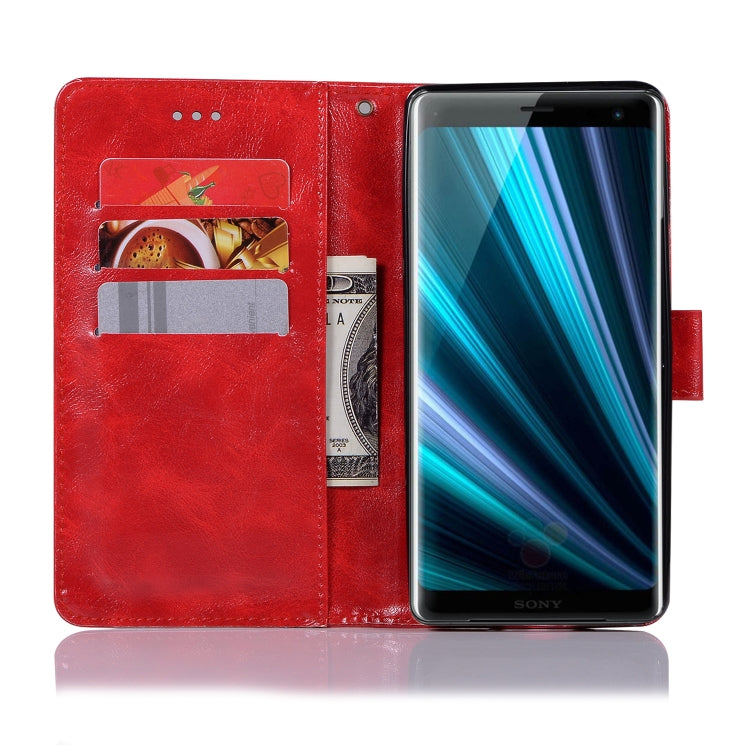 For Sony Xperia XZ3 Retro Copper Button Crazy Horse Horizontal Flip PU Leather Case with Holder & Card Slots & Wallet & Lanyard