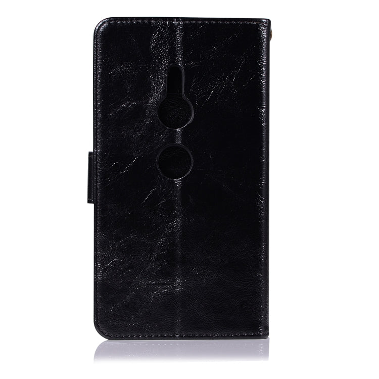 For Sony Xperia XZ3 Retro Copper Button Crazy Horse Horizontal Flip PU Leather Case with Holder & Card Slots & Wallet & Lanyard