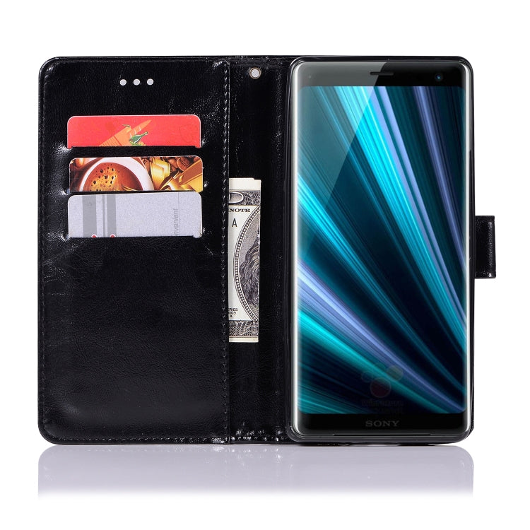 For Sony Xperia XZ3 Retro Copper Button Crazy Horse Horizontal Flip PU Leather Case with Holder & Card Slots & Wallet & Lanyard