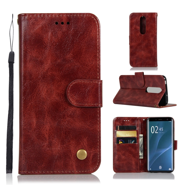 For Sony Xperia 1 Retro Copper Button Crazy Horse Horizontal Flip PU Leather Case with Holder & Card Slots & Wallet & Lanyard