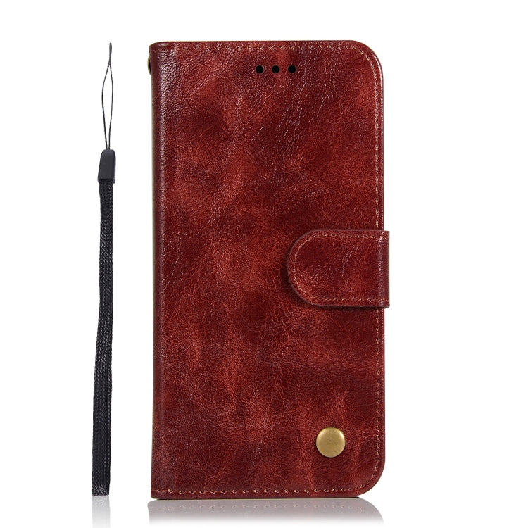 For Sony Xperia 1 Retro Copper Button Crazy Horse Horizontal Flip PU Leather Case with Holder & Card Slots & Wallet & Lanyard