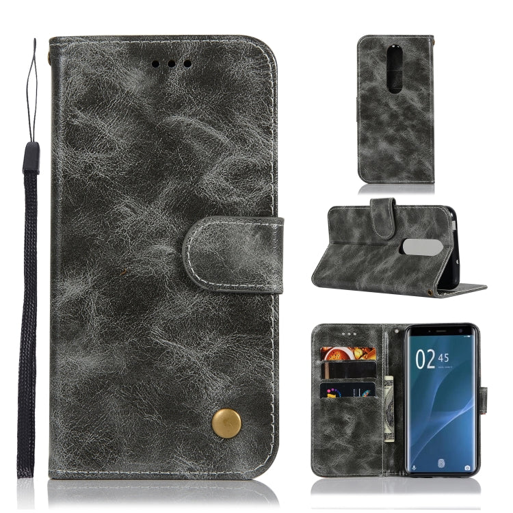 For Sony Xperia 1 Retro Copper Button Crazy Horse Horizontal Flip PU Leather Case with Holder & Card Slots & Wallet & Lanyard