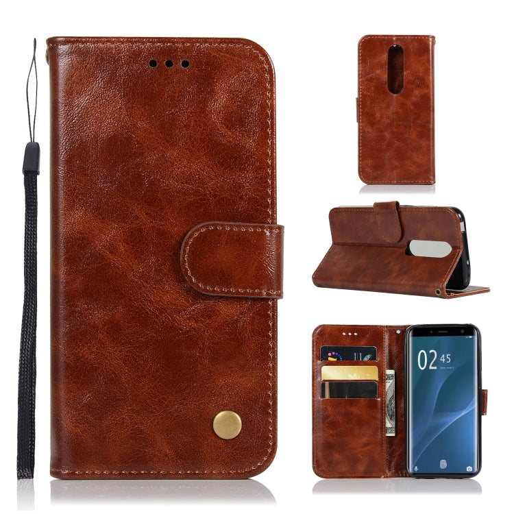 For Sony Xperia 1 Retro Copper Button Crazy Horse Horizontal Flip PU Leather Case with Holder & Card Slots & Wallet & Lanyard