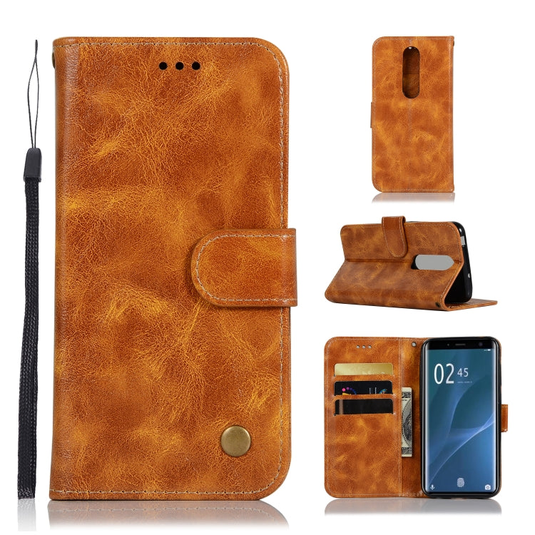 For Sony Xperia 1 Retro Copper Button Crazy Horse Horizontal Flip PU Leather Case with Holder & Card Slots & Wallet & Lanyard