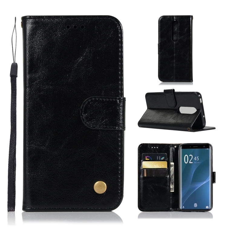 For Sony Xperia 1 Retro Copper Button Crazy Horse Horizontal Flip PU Leather Case with Holder & Card Slots & Wallet & Lanyard