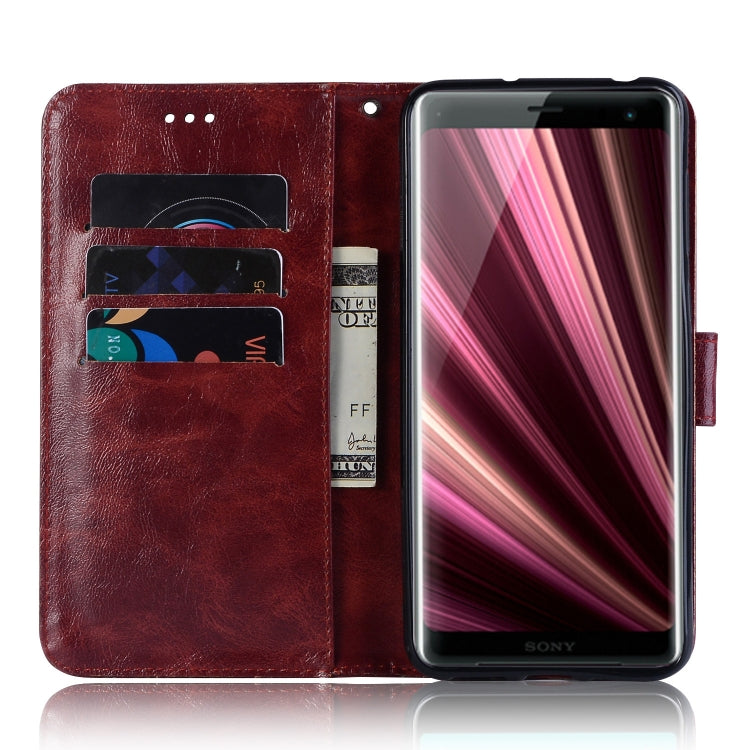 For Sony Xperia 10 Retro Copper Button Crazy Horse Horizontal Flip PU Leather Case with Holder & Card Slots & Wallet & Lanyard