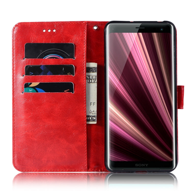 For Sony Xperia 10 Retro Copper Button Crazy Horse Horizontal Flip PU Leather Case with Holder & Card Slots & Wallet & Lanyard