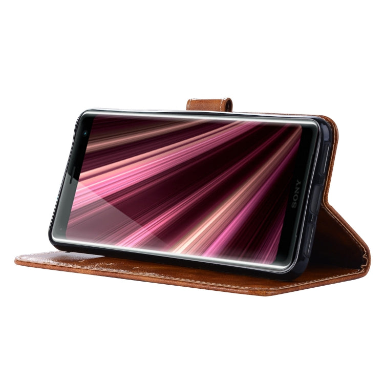 For Sony Xperia 10 Plus Retro Copper Button Crazy Horse Horizontal Flip PU Leather Case with Holder & Card Slots & Wallet & Lanyard
