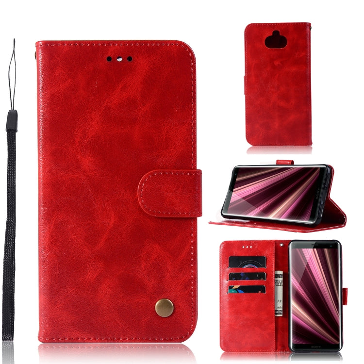 For Sony Xperia 10 Plus Retro Copper Button Crazy Horse Horizontal Flip PU Leather Case with Holder & Card Slots & Wallet & Lanyard