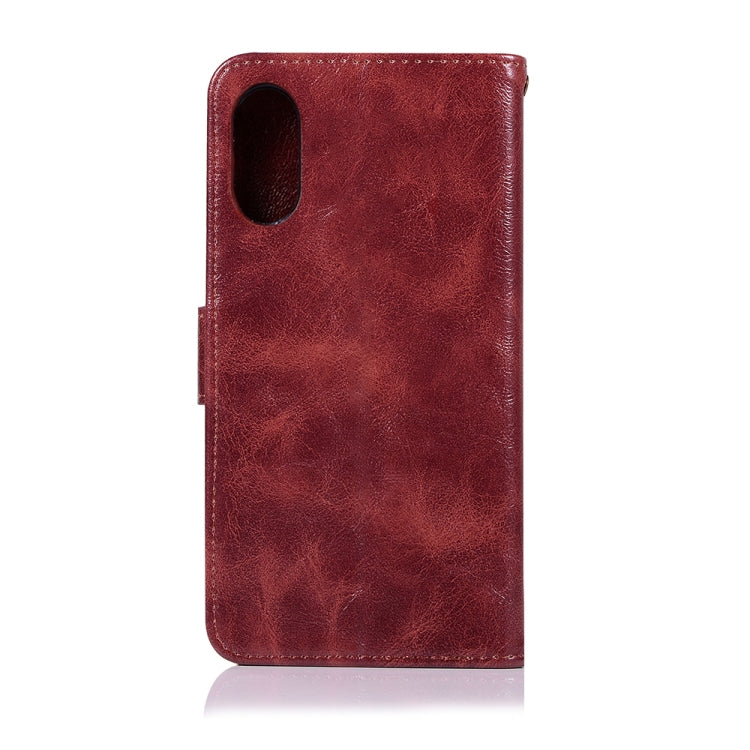 For Sony Xperia L3 Retro Copper Button Crazy Horse Horizontal Flip PU Leather Case with Holder & Card Slots & Wallet & Lanyard