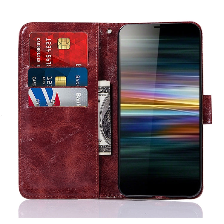 For Sony Xperia L3 Retro Copper Button Crazy Horse Horizontal Flip PU Leather Case with Holder & Card Slots & Wallet & Lanyard