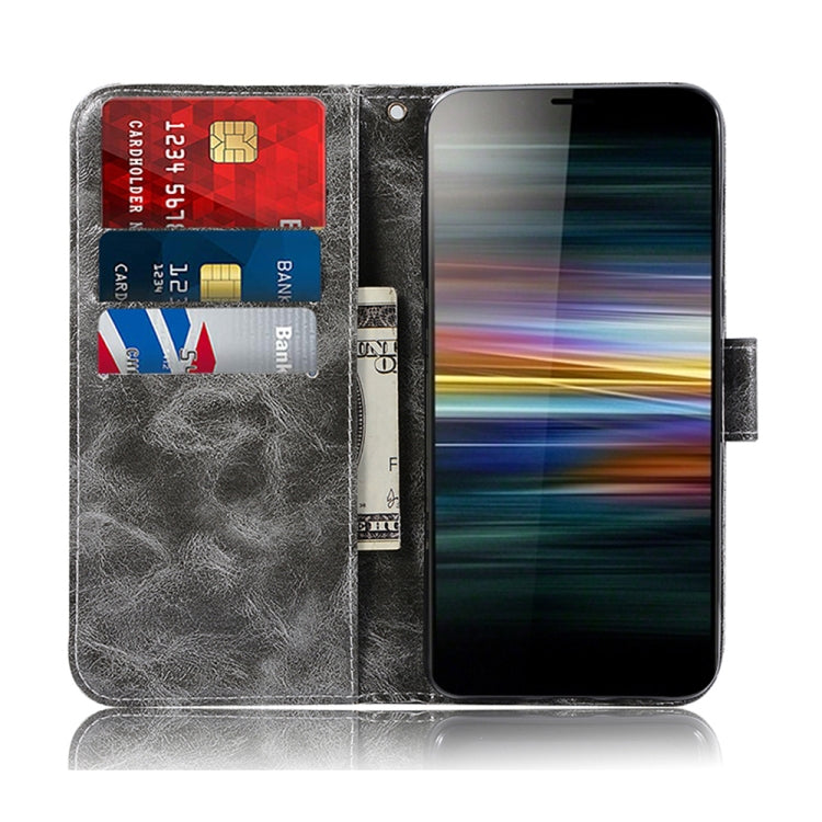 For Sony Xperia L3 Retro Copper Button Crazy Horse Horizontal Flip PU Leather Case with Holder & Card Slots & Wallet & Lanyard