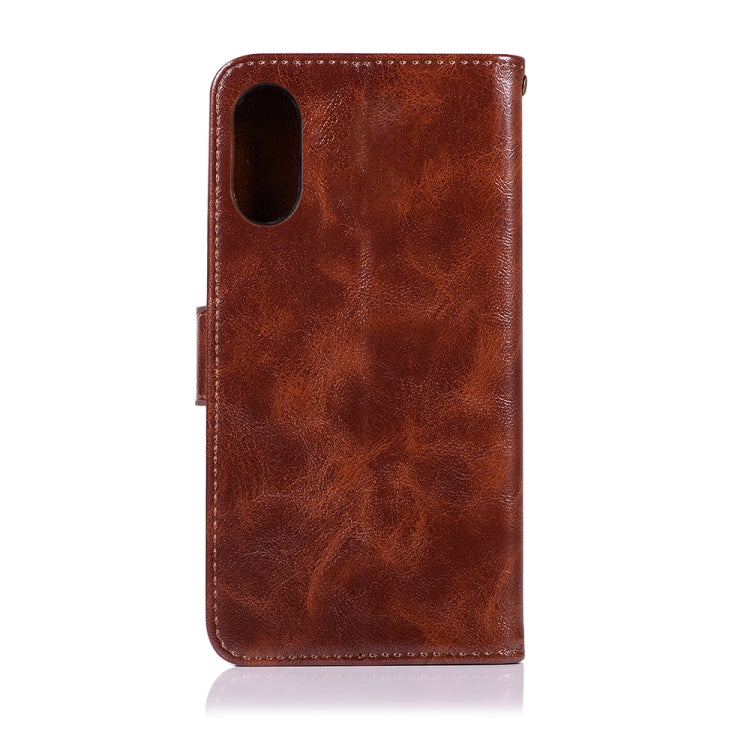 For Sony Xperia L3 Retro Copper Button Crazy Horse Horizontal Flip PU Leather Case with Holder & Card Slots & Wallet & Lanyard