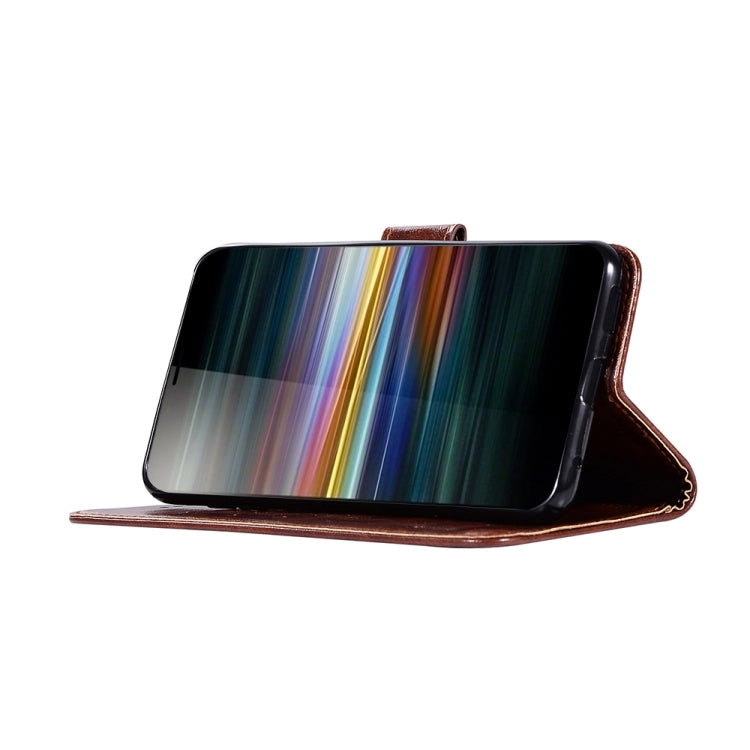 For Sony Xperia L3 Retro Copper Button Crazy Horse Horizontal Flip PU Leather Case with Holder & Card Slots & Wallet & Lanyard