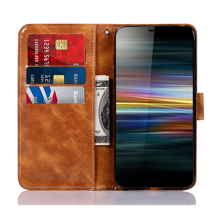 For Sony Xperia L3 Retro Copper Button Crazy Horse Horizontal Flip PU Leather Case with Holder & Card Slots & Wallet & Lanyard