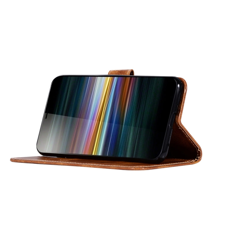 For Sony Xperia L3 Retro Copper Button Crazy Horse Horizontal Flip PU Leather Case with Holder & Card Slots & Wallet & Lanyard