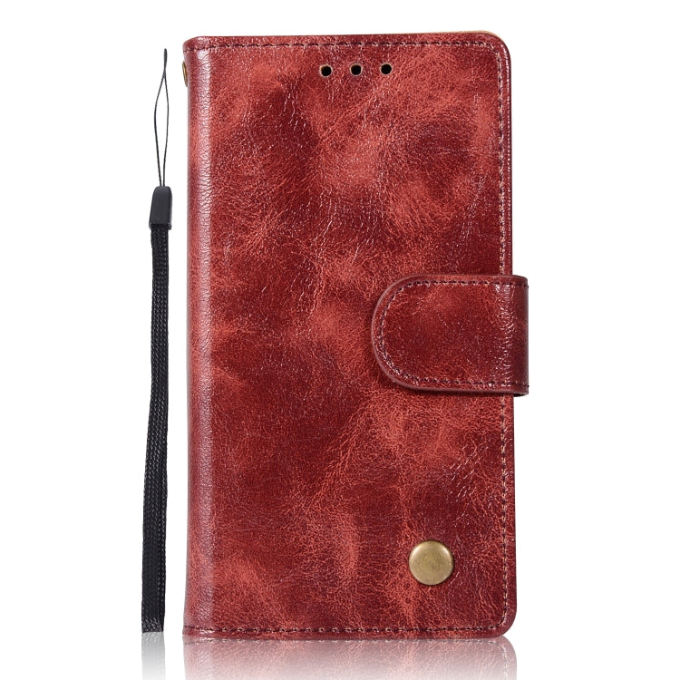 For Sony Xperia XZ1 compact Retro Copper Button Crazy Horse Horizontal Flip PU Leather Case with Holder & Card Slots & Wallet & Lanyard