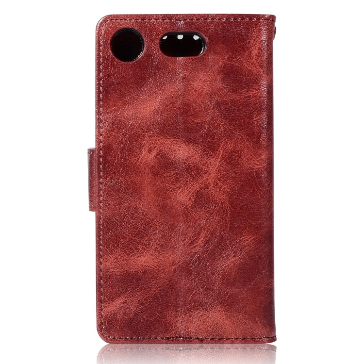 For Sony Xperia XZ1 compact Retro Copper Button Crazy Horse Horizontal Flip PU Leather Case with Holder & Card Slots & Wallet & Lanyard