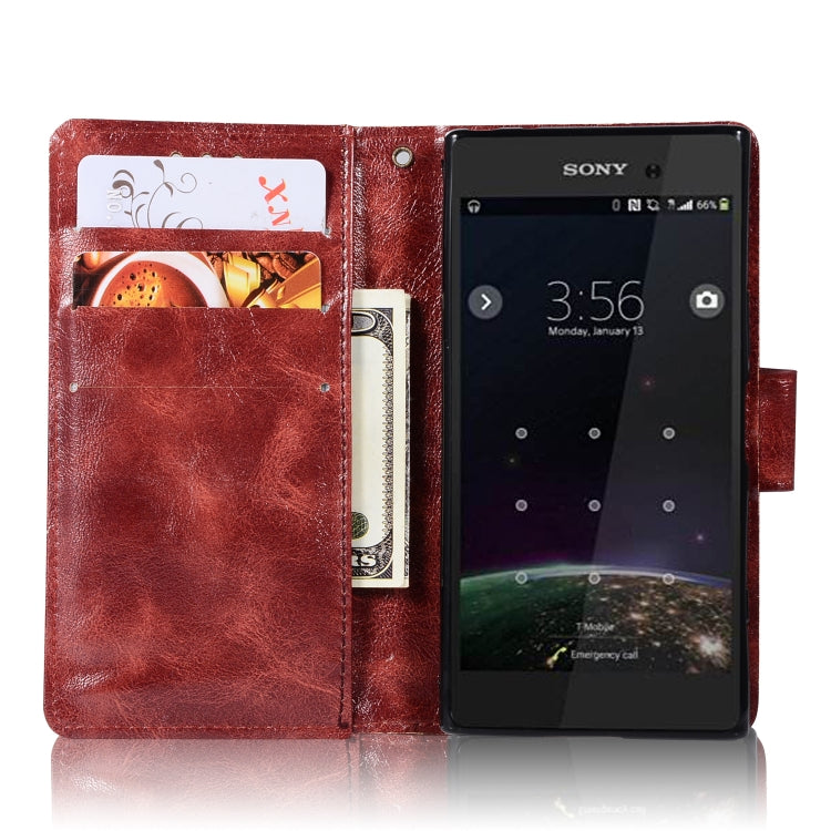 For Sony Xperia XZ1 compact Retro Copper Button Crazy Horse Horizontal Flip PU Leather Case with Holder & Card Slots & Wallet & Lanyard