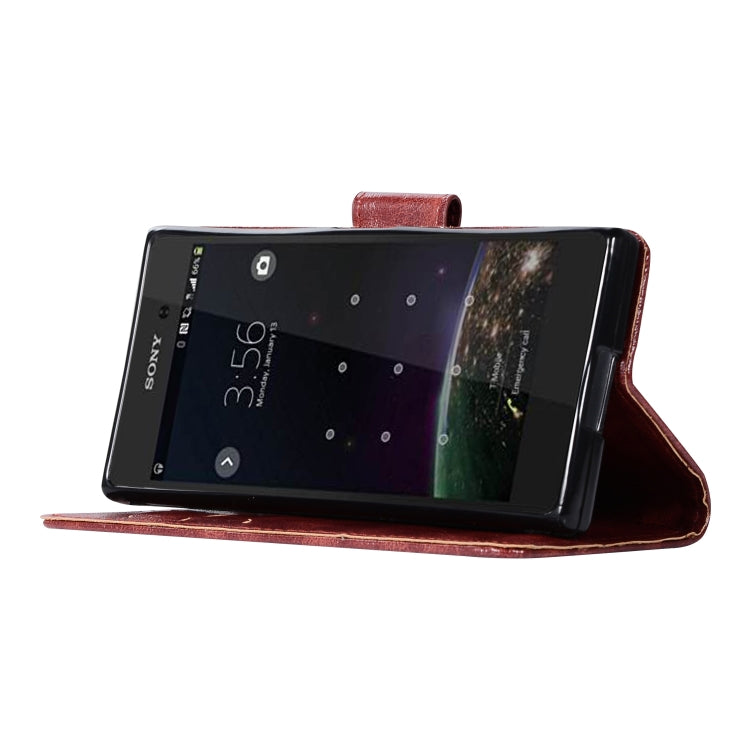 For Sony Xperia XZ1 compact Retro Copper Button Crazy Horse Horizontal Flip PU Leather Case with Holder & Card Slots & Wallet & Lanyard