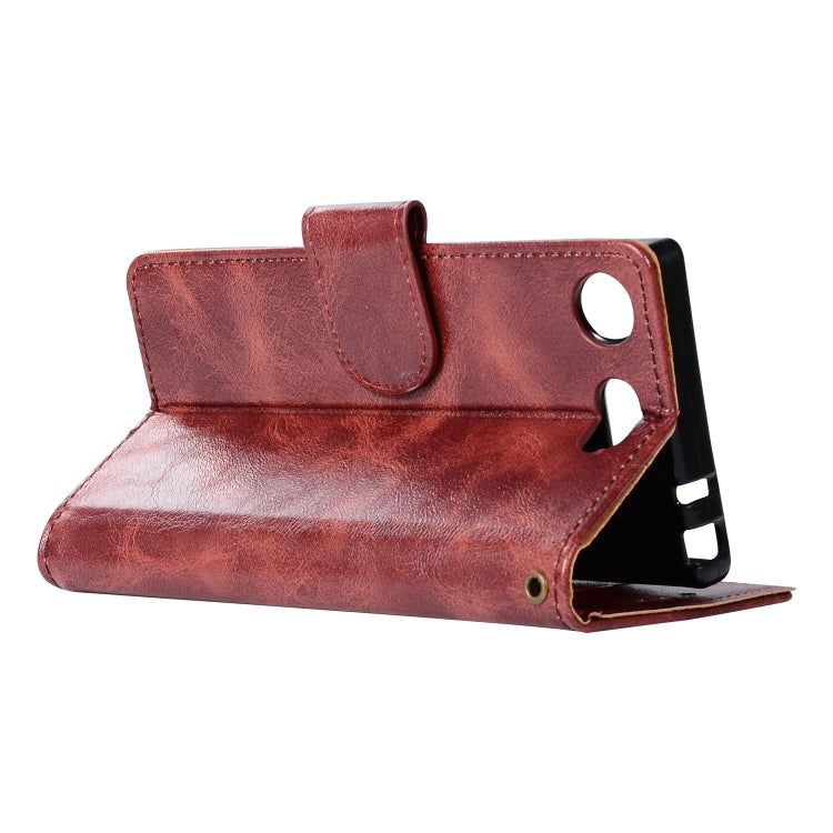 For Sony Xperia XZ1 compact Retro Copper Button Crazy Horse Horizontal Flip PU Leather Case with Holder & Card Slots & Wallet & Lanyard