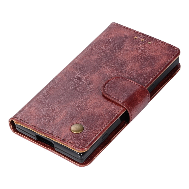 For Sony Xperia XZ1 compact Retro Copper Button Crazy Horse Horizontal Flip PU Leather Case with Holder & Card Slots & Wallet & Lanyard