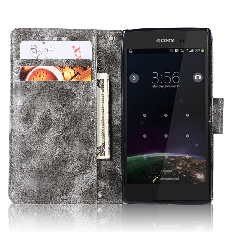 For Sony Xperia XZ1 compact Retro Copper Button Crazy Horse Horizontal Flip PU Leather Case with Holder & Card Slots & Wallet & Lanyard