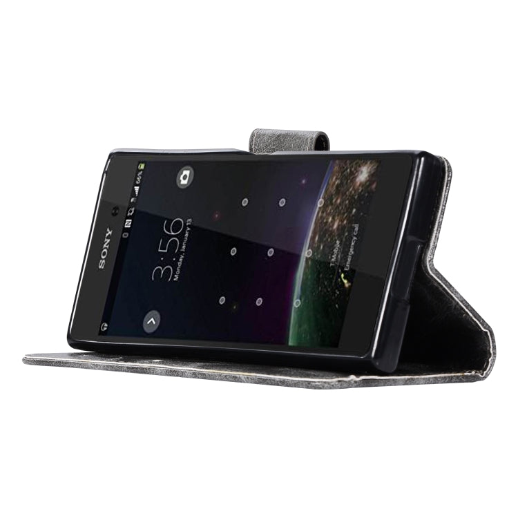 For Sony Xperia XZ1 compact Retro Copper Button Crazy Horse Horizontal Flip PU Leather Case with Holder & Card Slots & Wallet & Lanyard