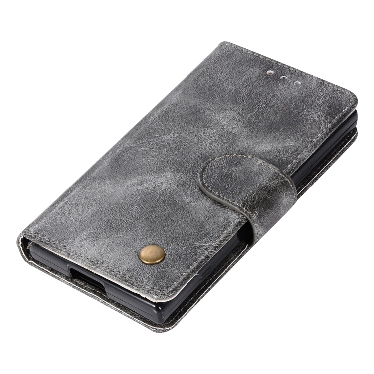 For Sony Xperia XZ1 compact Retro Copper Button Crazy Horse Horizontal Flip PU Leather Case with Holder & Card Slots & Wallet & Lanyard