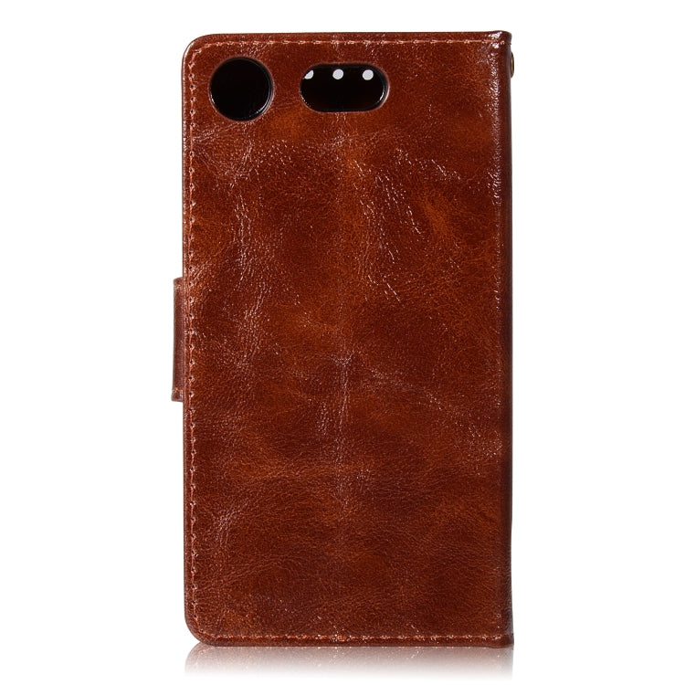 For Sony Xperia XZ1 compact Retro Copper Button Crazy Horse Horizontal Flip PU Leather Case with Holder & Card Slots & Wallet & Lanyard