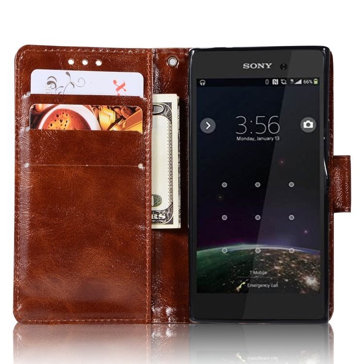 For Sony Xperia XZ1 compact Retro Copper Button Crazy Horse Horizontal Flip PU Leather Case with Holder & Card Slots & Wallet & Lanyard
