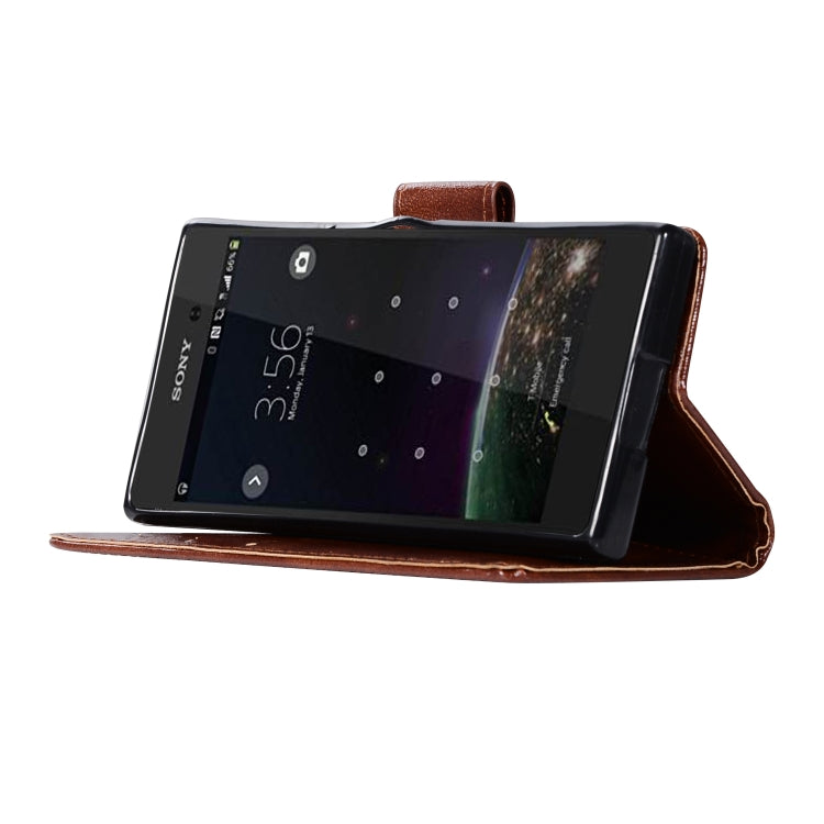 For Sony Xperia XZ1 compact Retro Copper Button Crazy Horse Horizontal Flip PU Leather Case with Holder & Card Slots & Wallet & Lanyard