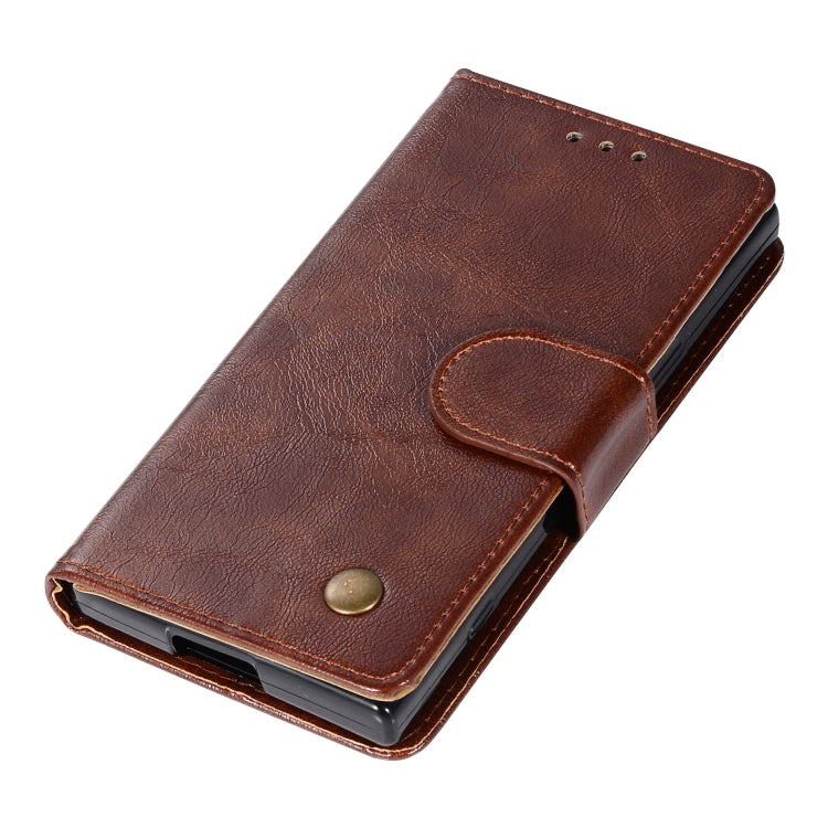 For Sony Xperia XZ1 compact Retro Copper Button Crazy Horse Horizontal Flip PU Leather Case with Holder & Card Slots & Wallet & Lanyard