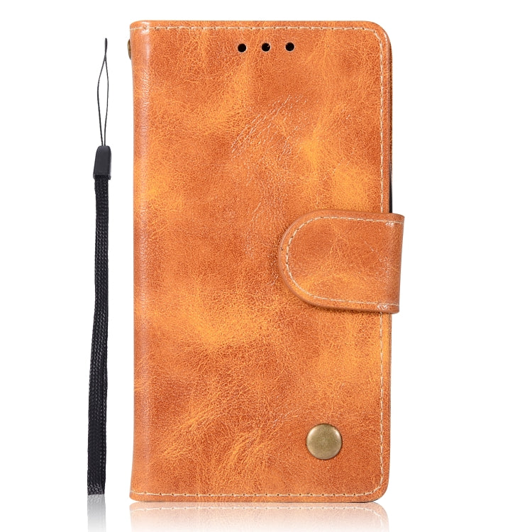 For Sony Xperia XZ1 compact Retro Copper Button Crazy Horse Horizontal Flip PU Leather Case with Holder & Card Slots & Wallet & Lanyard