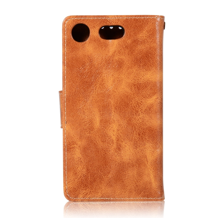 For Sony Xperia XZ1 compact Retro Copper Button Crazy Horse Horizontal Flip PU Leather Case with Holder & Card Slots & Wallet & Lanyard