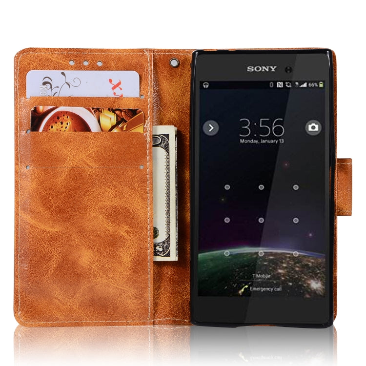 For Sony Xperia XZ1 compact Retro Copper Button Crazy Horse Horizontal Flip PU Leather Case with Holder & Card Slots & Wallet & Lanyard