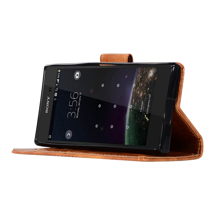 For Sony Xperia XZ1 compact Retro Copper Button Crazy Horse Horizontal Flip PU Leather Case with Holder & Card Slots & Wallet & Lanyard