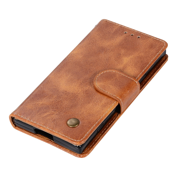 For Sony Xperia XZ1 compact Retro Copper Button Crazy Horse Horizontal Flip PU Leather Case with Holder & Card Slots & Wallet & Lanyard