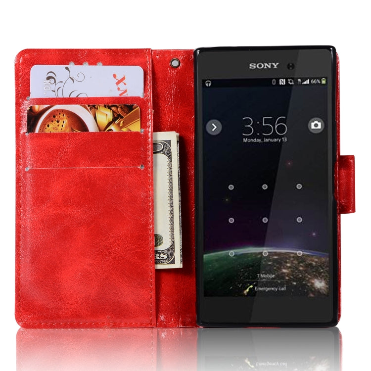 For Sony Xperia XZ1 compact Retro Copper Button Crazy Horse Horizontal Flip PU Leather Case with Holder & Card Slots & Wallet & Lanyard