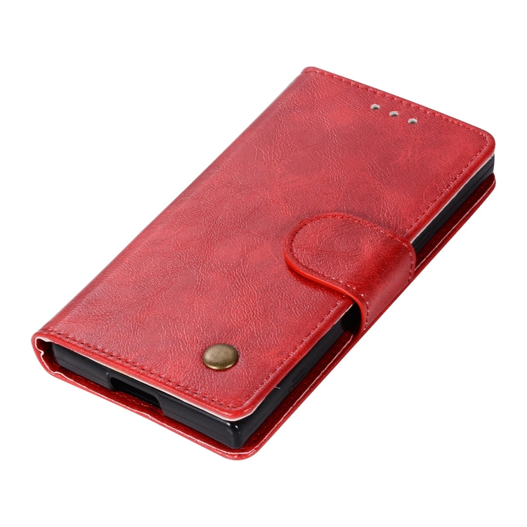 For Sony Xperia XZ1 compact Retro Copper Button Crazy Horse Horizontal Flip PU Leather Case with Holder & Card Slots & Wallet & Lanyard
