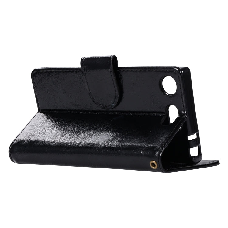 For Sony Xperia XZ1 compact Retro Copper Button Crazy Horse Horizontal Flip PU Leather Case with Holder & Card Slots & Wallet & Lanyard