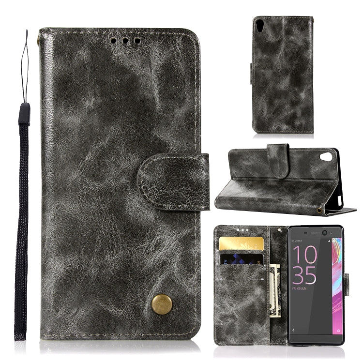 For Sony Xperia L1 Retro Copper Button Crazy Horse Horizontal Flip PU Leather Case with Holder & Card Slots & Wallet & Lanyard
