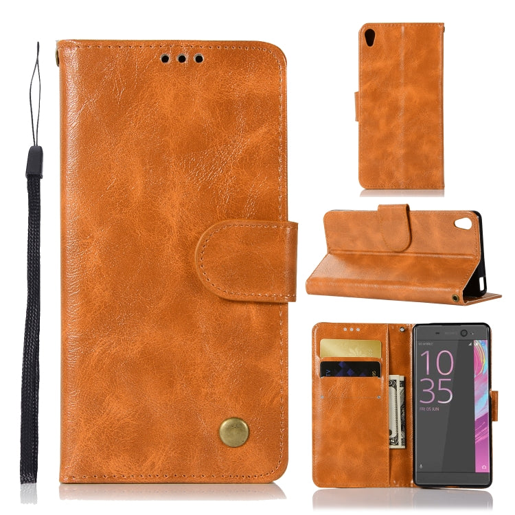 For Sony Xperia L1 Retro Copper Button Crazy Horse Horizontal Flip PU Leather Case with Holder & Card Slots & Wallet & Lanyard